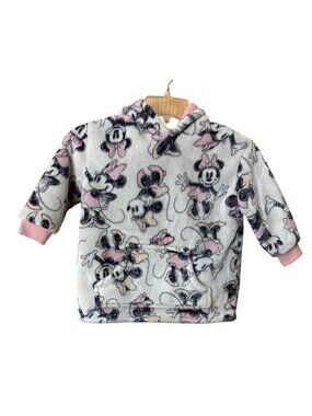 Disney Junior Minnie Mouse Toddler Fleece Pullover Hoodie 3T Pink/Gray Patterned